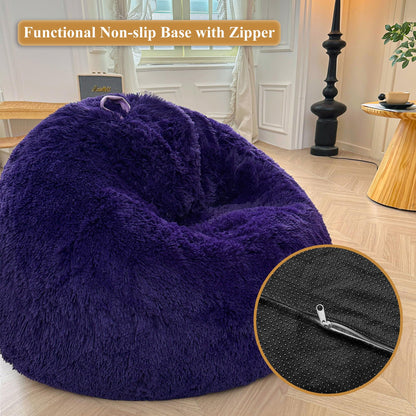 XeGe Fluffy Faux Fur Decorative Bean Bag Chair Cover(No Filler), Purple