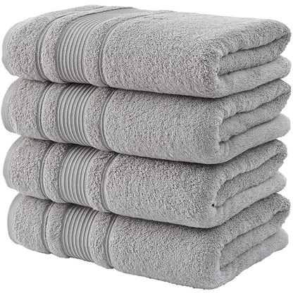 Qute Home 4-Piece Bath Towels Set, 100% Turkish Cotton Premium Quality Towels for Bathroom