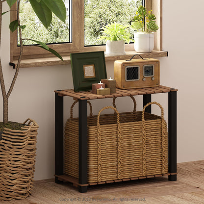Furinno TURN-N-TUBE 4-Tier Display Rack, Storage Rack, Book Shelf, Open Shelves, with Wood Slat, Square Poles