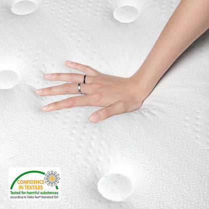 TeQsli Individually Pocket Sprung Small Double Mattress 4FT with Soft Fabric, 10.6 Inch Hybrid Mattress Small Double for Pressure & Back Pain Relief