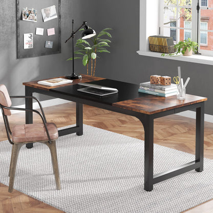 Tribesigns Modern Computer Desk, 70 inch Large Office Desk Computer Table Study Writing Desk Workstation for Home Office, Black Metal Frame