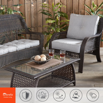 Greendale Home Fashions Outdoor 2-Piece Sunbrella Fabric Deep Seat Cushion Set, Concrete