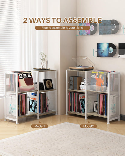 Ornestia 3 Tier Record Player Stand,Turntable Stand for Living Room,White