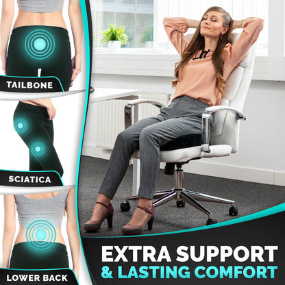 iamcomfi Coccyx Cushion for Tailbone Pain Relief – Firm Hardness - Memory Foam Sciatica Pillow for Back, Hip & Coccyx Pain
