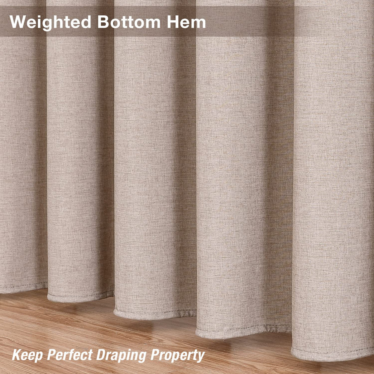 Krismile Linen Eyelet Shower Curtains Mildew Resistant Waterproof Washable, Weighted Hem Bathroom Shower Curtain with 12 White Bath curtain Hooks