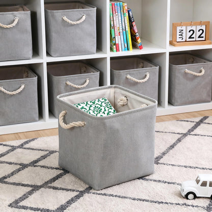 flaxarne Decorative Cube Storage Boxes with Handles 3-Pack Simple Design Organizers for Cloakroom Bedroom Living Room,28*28*28cm