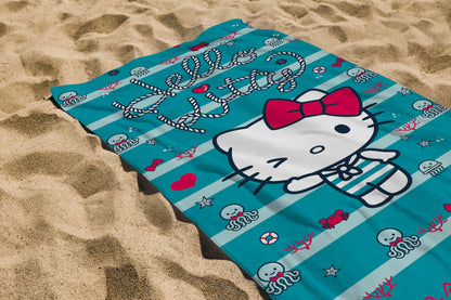 hermet, Hello Kitty Beach Towel, 70 x 140 cm, Beach or Pool Towel, 100% Soft Cotton, Practical and Lightweight