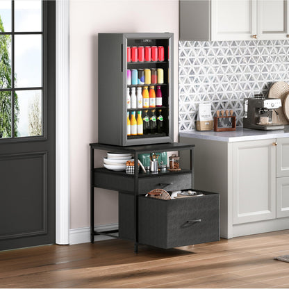 Herture Mini Fridge Stand with 3 Storage, Mini Fridge Cabinet, Beverage Fridge Table, Heavy Duty 55.2cm L * 57.68cm W Tabletop, for Dorm