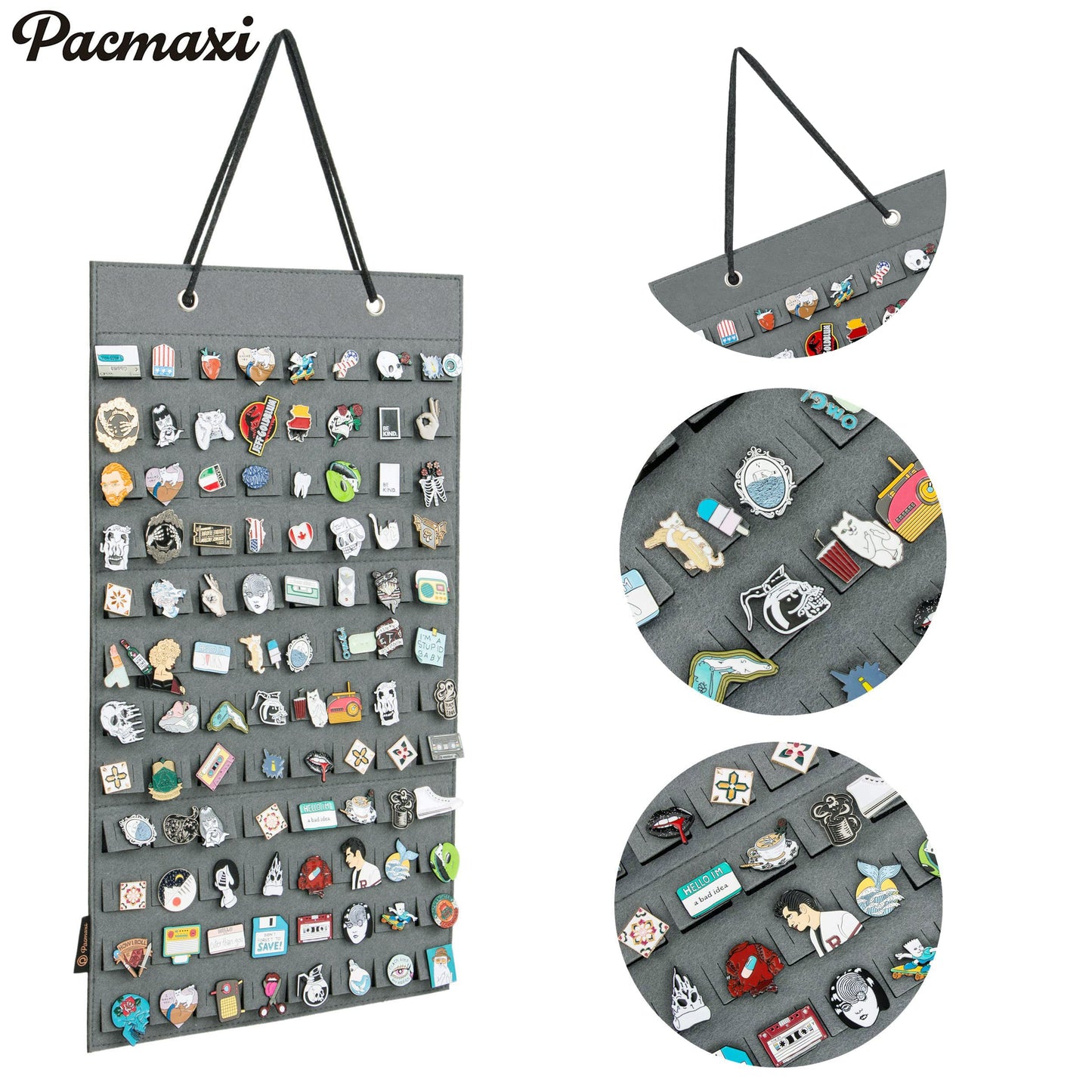 PACMAXI Hanging Brooch Pin Organizer, Display Pins Storage Case, Brooch Collection Storage Holder, Holds Up to 96 Pins.(Not Include Any Accessories)