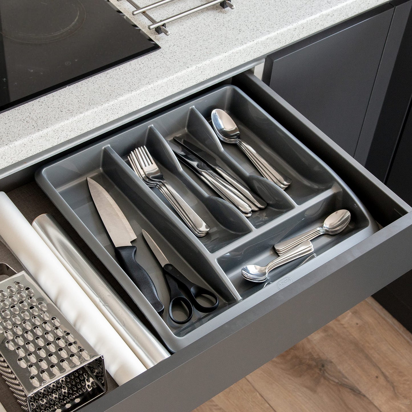 Addis 510855 Plastic Drawer Organiser, Metallic, 40 x 38.5 x 6 cm