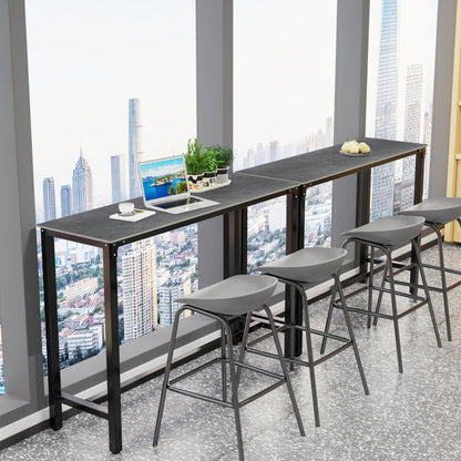 FATIVO 120cm Rectangular Bar Table Sintered Stone Marble Top, 105cm Height
