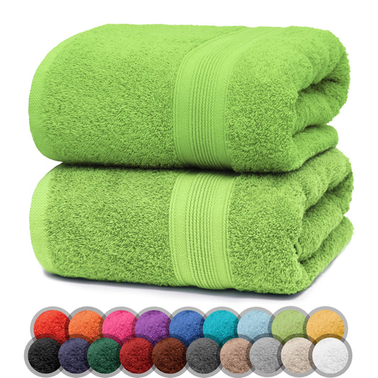 NatureMark Pack of 2 Bath Towels - 100% Cotton, 500?g/m? - Soft, Absorbent & Durable - For Home, Sauna & Travel - 70 x 140 cm, Apple Green