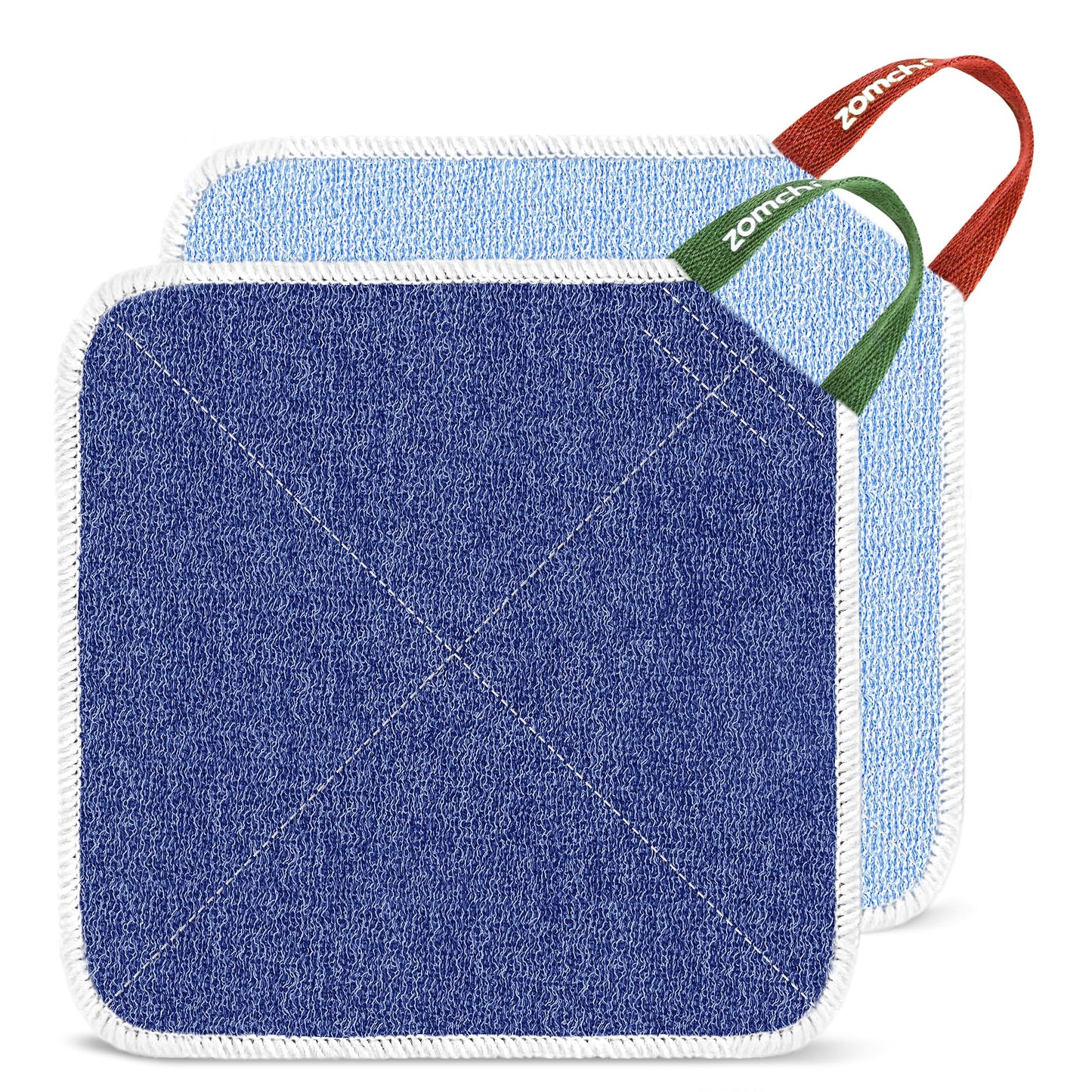 ZOMCHI Exfoliating Wash Cloths for Face and Body, 2 Pack, Blue
