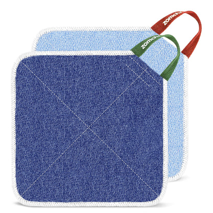 ZOMCHI Exfoliating Wash Cloths for Face and Body, 2 Pack, Blue