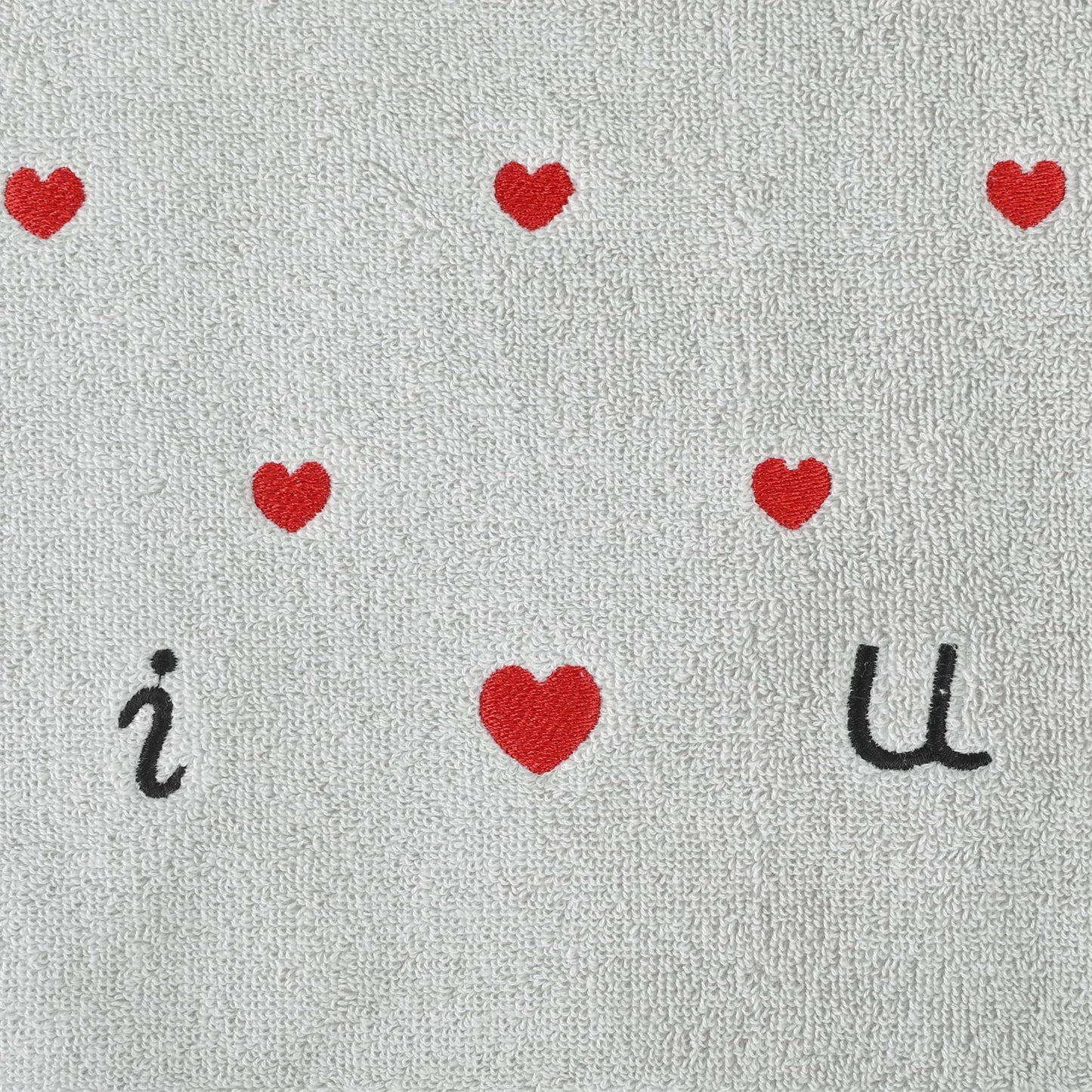 HMETOL Valentine's Day Cotton Letter Heart Love Pattern Hand Towels