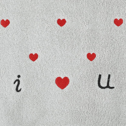 HMETOL Valentine's Day Cotton Letter Heart Love Pattern Hand Towels
