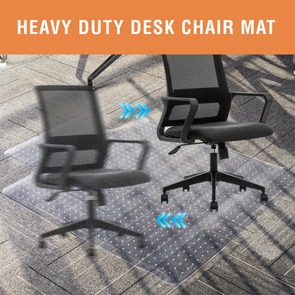 TOPWAY Office Chair Mat for Carpet Floor, 90x120cm, 2.2mm Thick T-Shape Clear Non-Slip PVC Carpet Floor Protector, Easy Glide