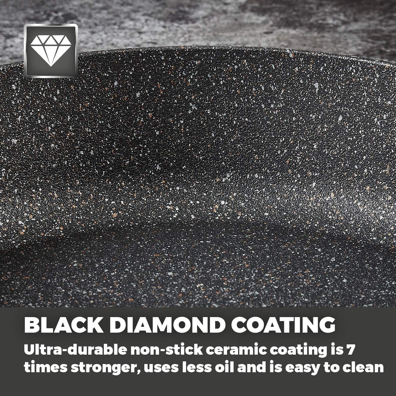 Tower T900117 Precision 28cm Non-Stick Forged Aluminium Multi-Pan with Black Diamond Coating, Stay Cool Handle, Black