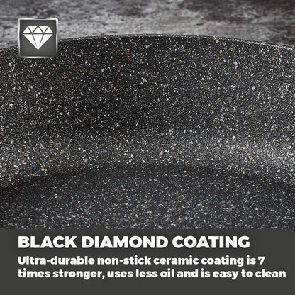 Tower T900117 Precision 28cm Non-Stick Forged Aluminium Multi-Pan with Black Diamond Coating, Stay Cool Handle, Black