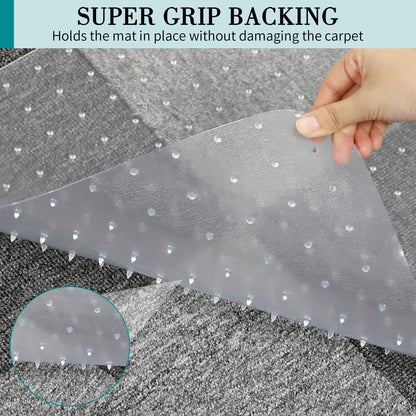 BesWin Office Chair Mat for Carpet, 120 x 150 cm Transparent Plastic Carpet Protector for Low Pile Carpets