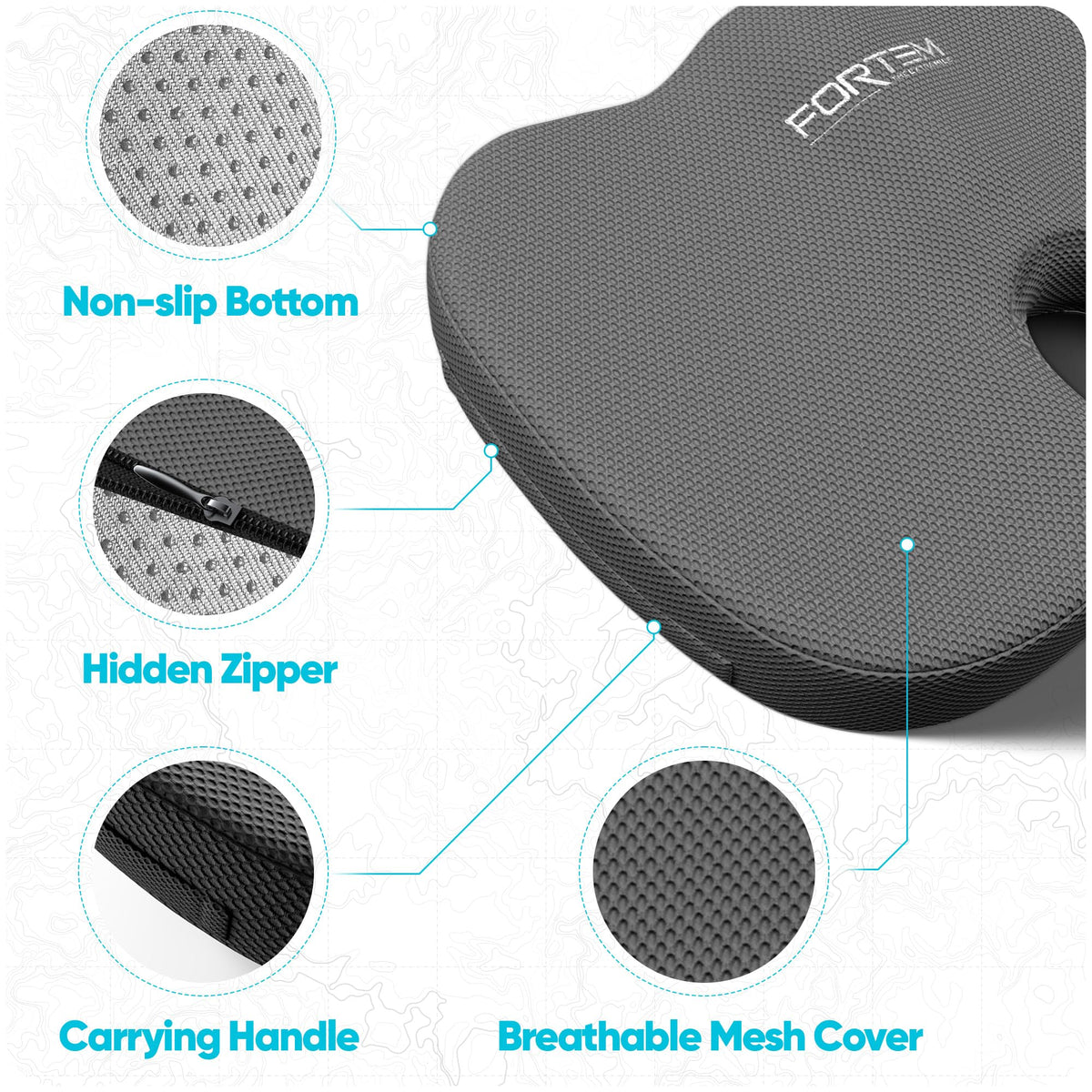 FORTEM Seat Cushion, Office Chair Cushion, Memory Foam Pillow for Sitting