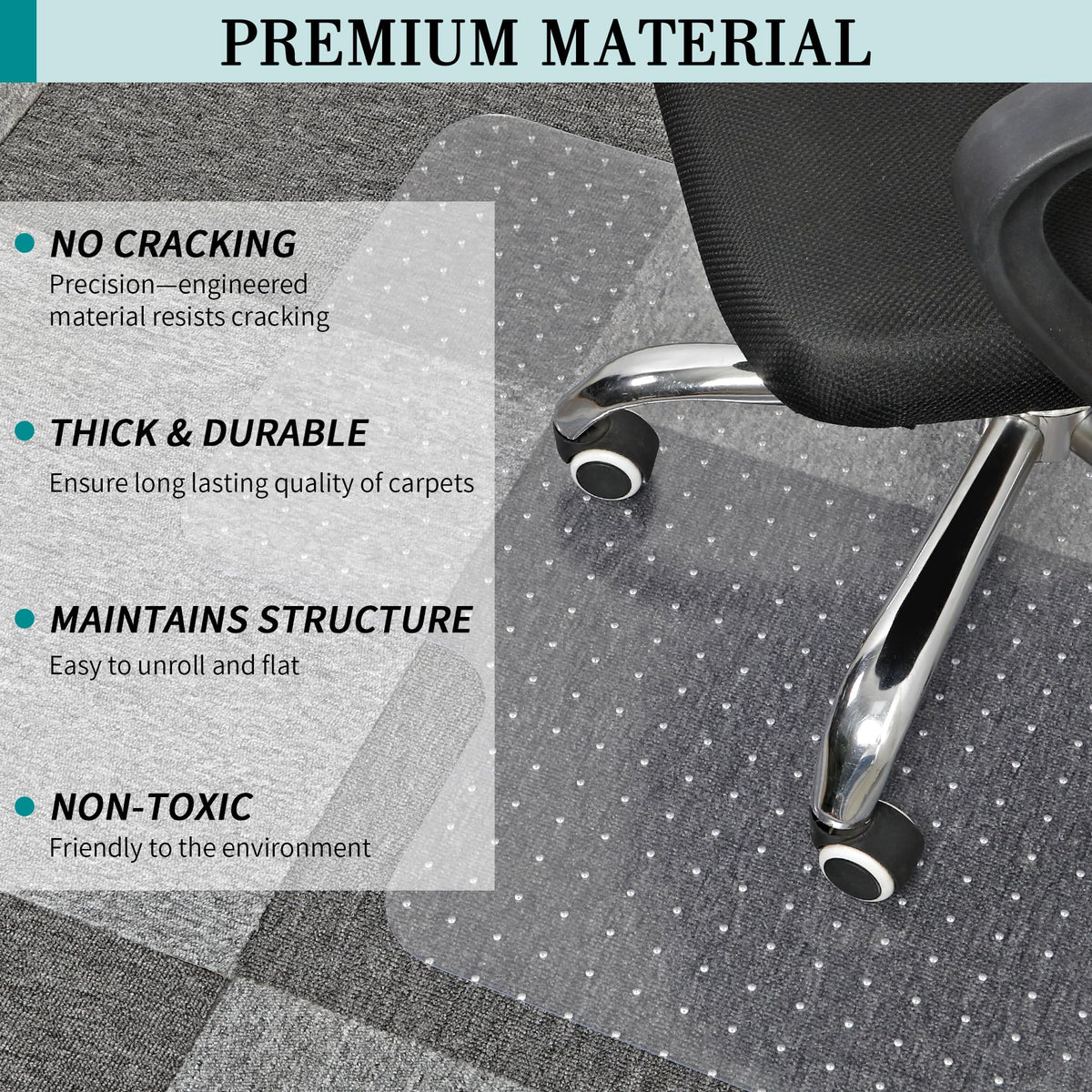 LeapYouth Office Chair Mat for Carpet Floor, 76x120cm Non-slip Carpet Protector Chair Mat for for Low, Standard Pile Carpets