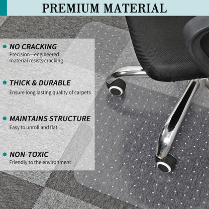 Office Chair Mat for Carpet, 2 Pack 76.2 x 122 cm Transparent Plastic Carpet Protector for Low Pile Carpets