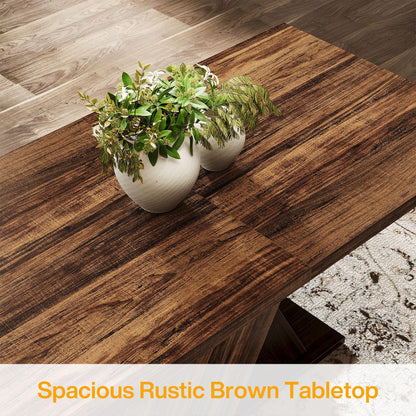 Tribesigns 55-Inch Farmhouse Dining Table for 4, Rectangle Rustic Brown Kitchen Dining Room Table, Wooden Dinner Table for Home Dining Room
