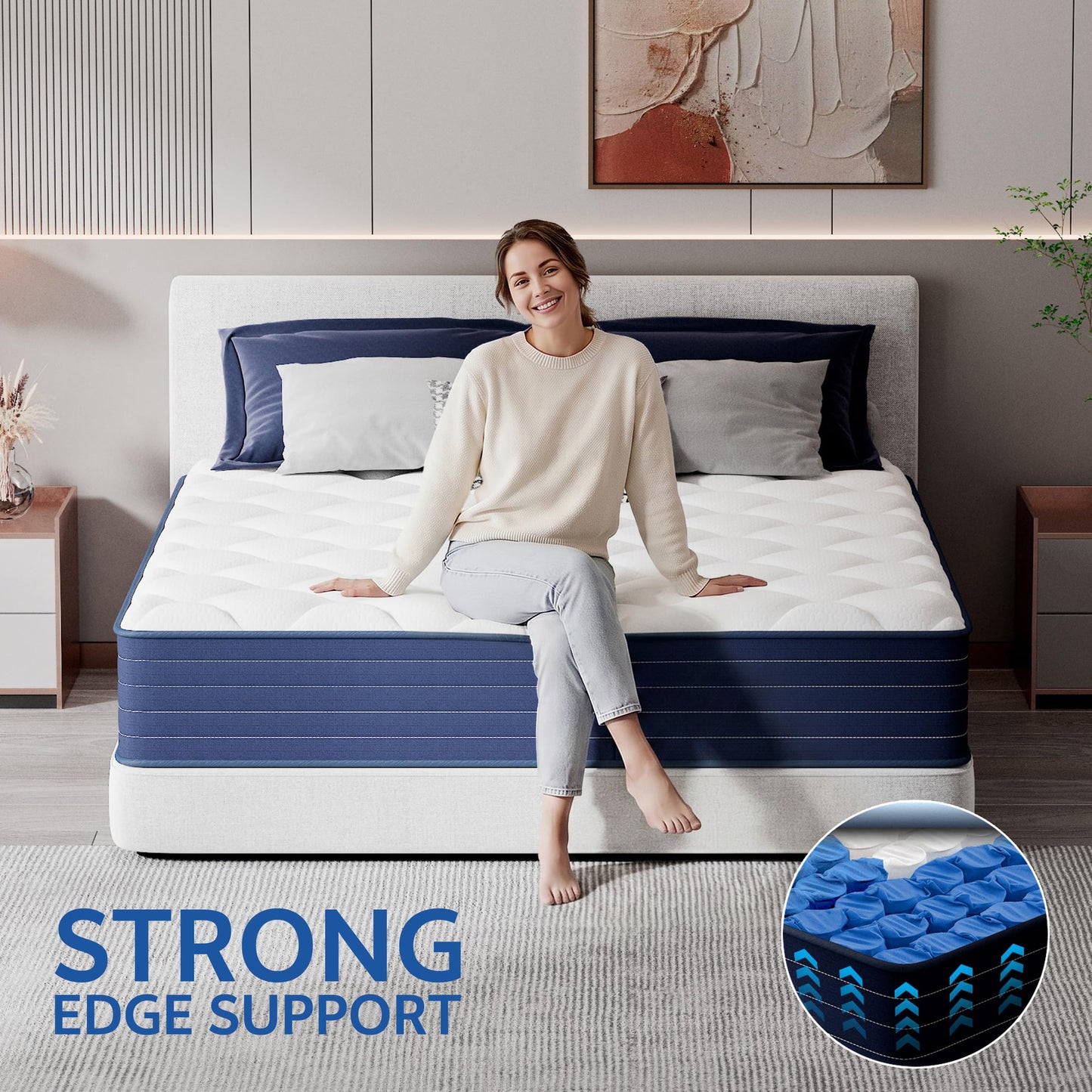 PurrJoys Orthopedic Double Mattresses 25cm Medium Firm for Back & Lumbar Pain Relief 135x190cm