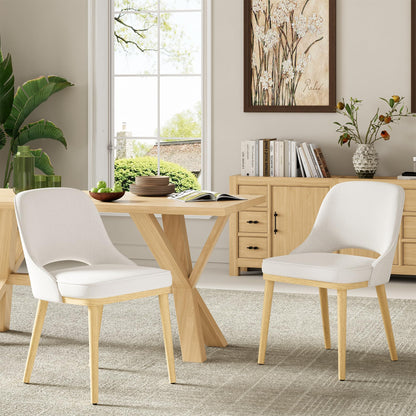 Dining Chairs Set of 2, Upholstered Dining Room Chairs with Chenille Fabric, Ergonomic Backrest, High Density Cushion & Rubber Wood Frame