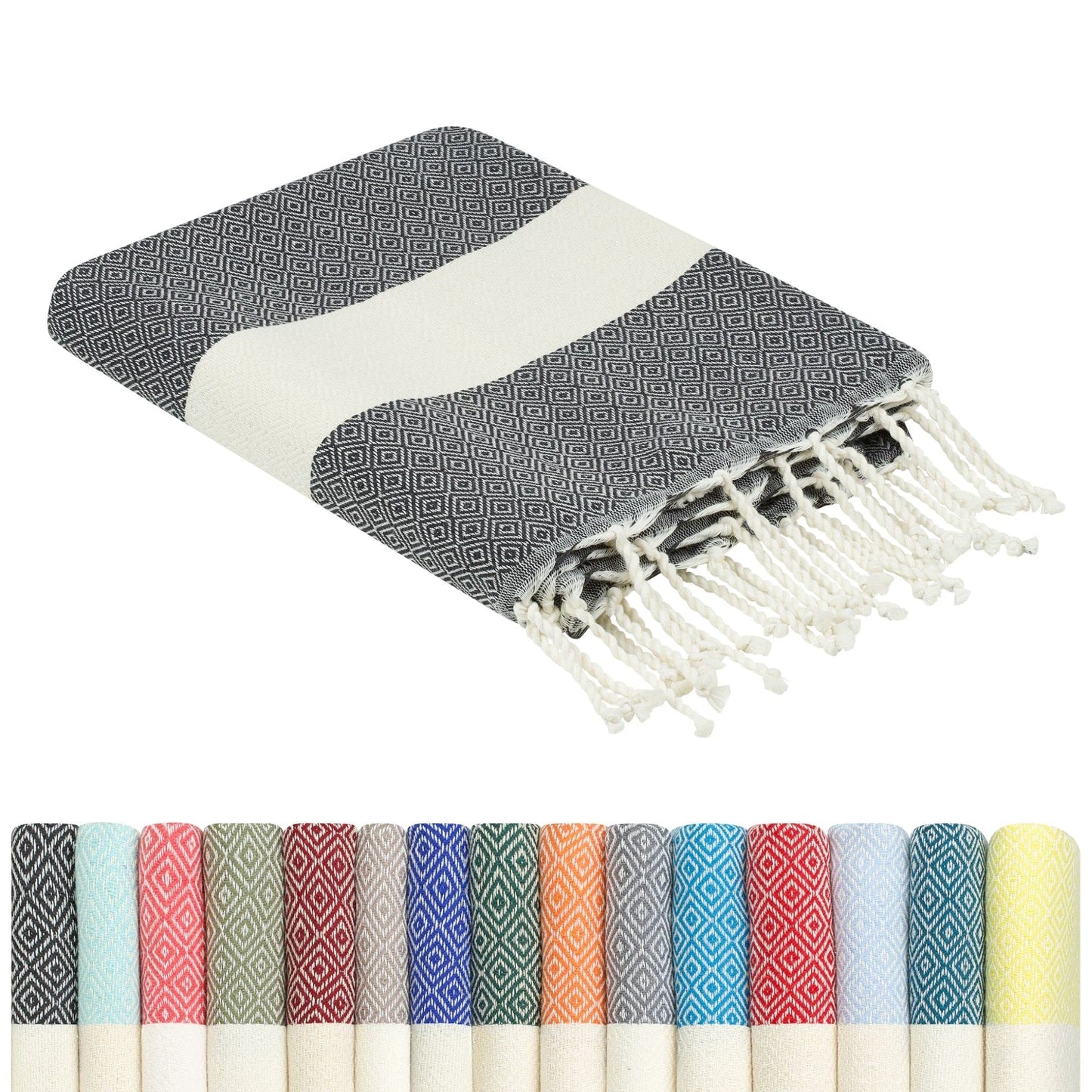 furora HOLIDAY Beach Towel for adults (cotton): Extra Large 100x200 cm / 39x79 Inch | lightweight, wearable Turkish Towel Fouta, sand free