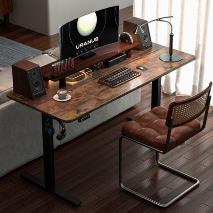 ERGOMAKER Electric Standing Desk 110x60cm, 2 Memory Heights, Rustic Brown