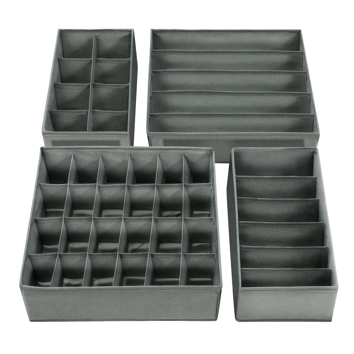 SabMak Underwear Drawer Organiser Divider – Bedroom Storage Boxes for Bras, Underwear, Socks, Ties, Baby Cloths, Wardrobe Clothes Organiser (set of 4)