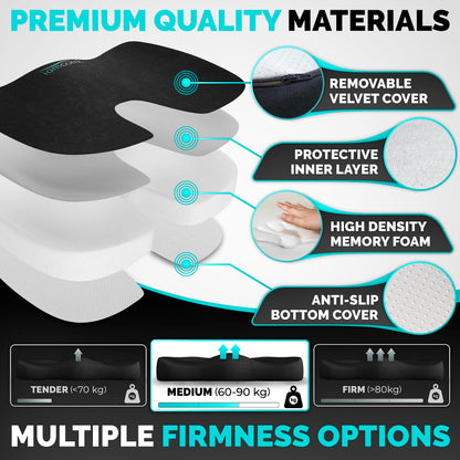 iamcomfi Coccyx Cushion for Tailbone Pain Relief – Medium Hardness - Memory Foam Sciatica Pillow for Back, Hip & Coccyx Pain