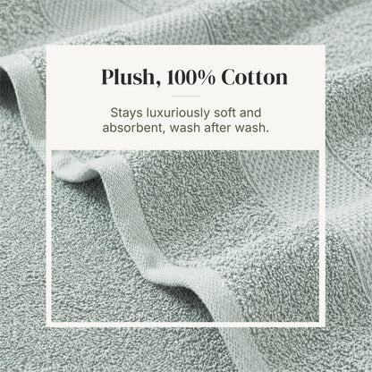 Modern Threads 6-Piece 100% Combed Cotton Yarn Dyed Cobblestone Jacquard Towel Set Misty Blue
