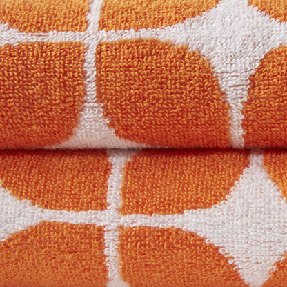 Intelligent Design Lita Cotton Bathroom Towels, Jacquard Highly Absorbent Bath Towel Set, 6-Piece Include 2 Bath Towels & 4 Hand Towels, Orange Grey