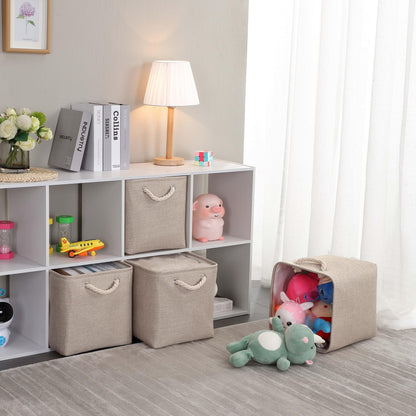 Mangata 33x38x33cm Cube Storage Boxes 3Pcs Light Khaki Foldable Baskets