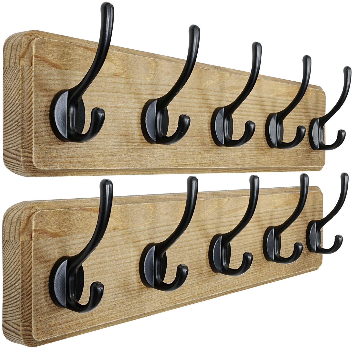 Dseap Coat Rack Wall: Patented, Heavy-Duty, 5-Double-Hooks Wooden Wall Mounted Coat Rack Coat Hanger Hook Rail for Winter Coats Hat Jacket Clothing