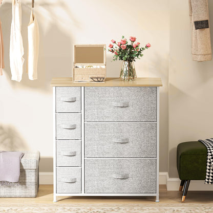 DWVO Chest of Drawers,Fabric Chest of Drawers for Bedroom, Cabinet with 7 Drawers,Dresser for Bedroom,Living Room With Handles,Wood Top and Sturdy