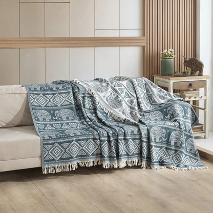Milam London Boho Throw Blanket | Bohemian Throws For King Size Beds | Reversible Bohemian Bedding | Sofa Throw Large 3 Seater | King Size Bedspread