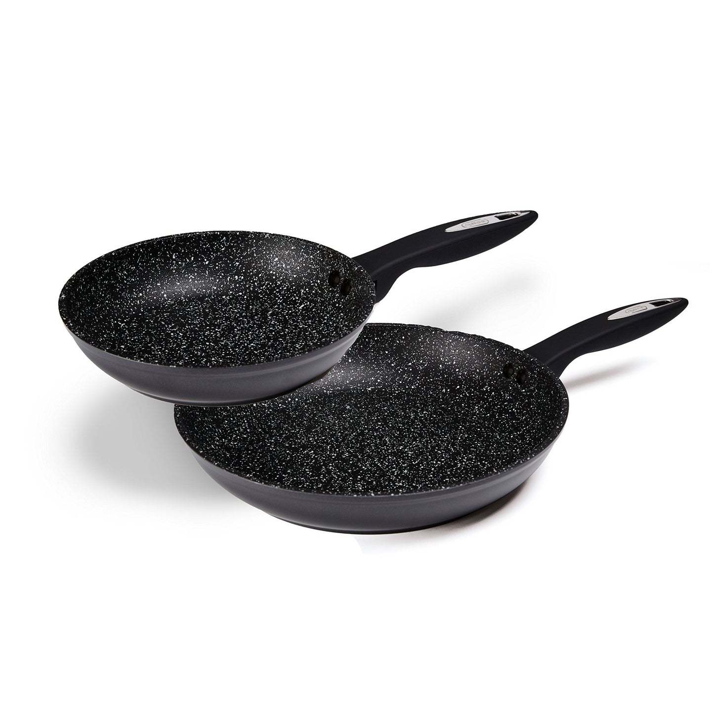 Zyliss E980107 Ultimate Non-Stick 2 x Frying Pans Set, 20cm/8in and 28cm/11in, Forged Aluminium, Black, Rockpearl Plus Non-Stick Technology, Suitable