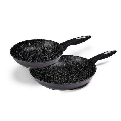 Zyliss E980107 Ultimate Non-Stick 2 x Frying Pans Set, 20cm/8in and 28cm/11in, Forged Aluminium, Black, Rockpearl Plus Non-Stick Technology, Suitable