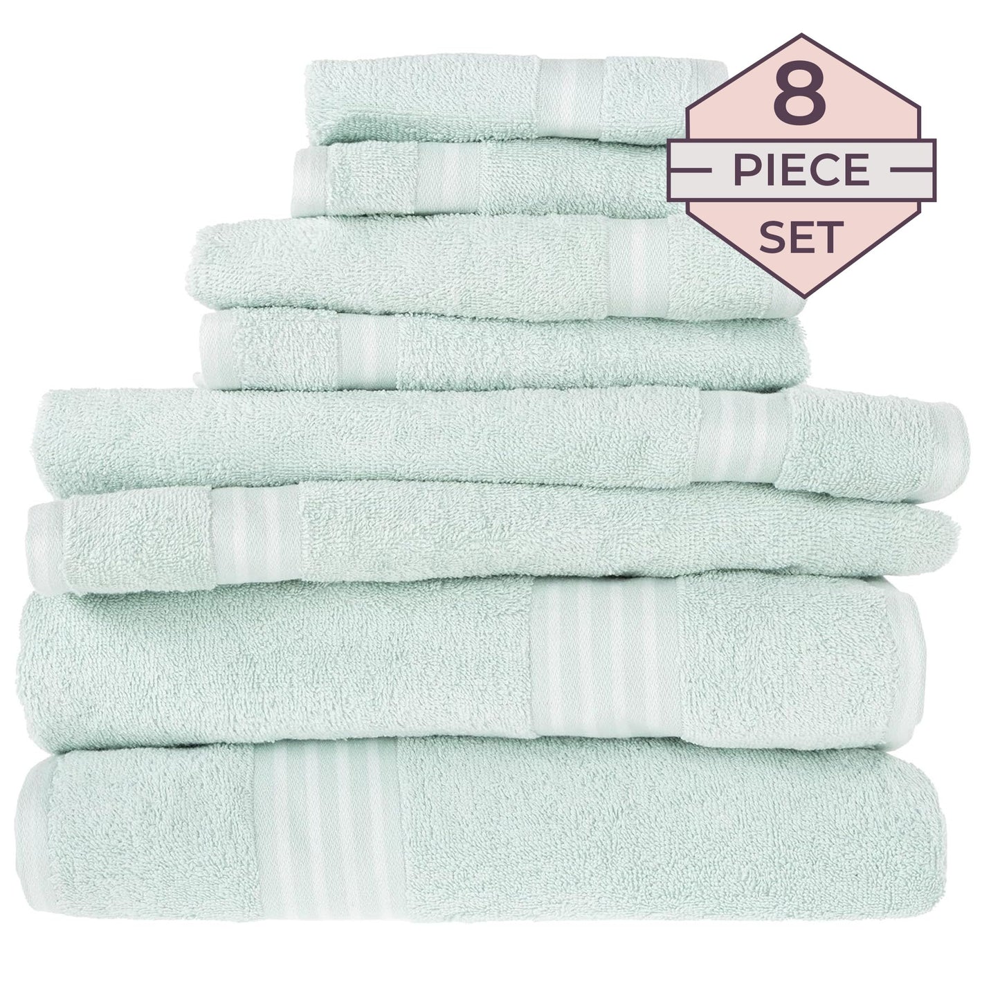 Lavish Home Rio 8 Piece 100% Cotton Towel Set - Seafoam