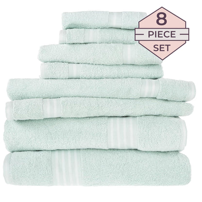 Lavish Home Rio 8 Piece 100% Cotton Towel Set - Seafoam