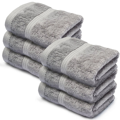 Makooz Luxurious Bamboo Face Flannels Pack of 6-700 GSM Thick Bamboo Face Cloth Towel Set - Silky Soft, Absorbent, Quick Dry Wash Cloth