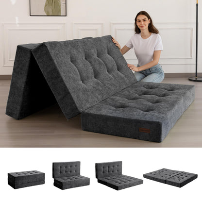 MAXYOYO Folding Mattress Chenille Fabric 15cm, Sofa Bed for Guest