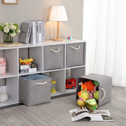 Mangata 28x28x28cm Cube Storage Boxes 4Pcs Gray Foldable Organiser Baskets