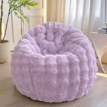 LIFEREVO Kids Fluffy Faux Rabbit Fur Bean Bag Cover, No Filler, Lavender