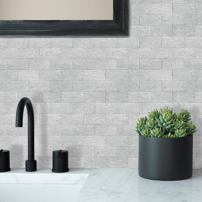 DEWOO 20-Sheet Peel and Stick Self Adhesive Wall Tiles Grey for Kithcen Bathroom Sticky Splashback Panel Stone Look Covering (13.5" x 11.4")