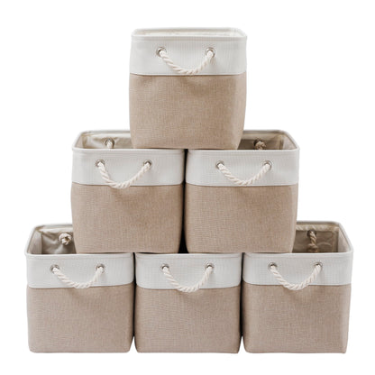 ICEMOR 33 x 33 x 33 cm Cube Storage Boxes, 6 Pack Large Collapsible Fabric Storage Bin with Ropes, Foldable Cube Baskets for Kallax, Office,Closet